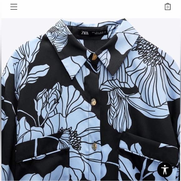 NWOT Zara blue satin floral dress - Picture 7 of 8